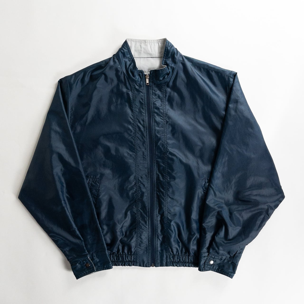 1990s "Euro Vintage" Steel Blue Nylon Zip-Up Blouson Jacket