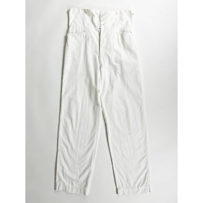 1900s "French Antique" Light Cotton White Work Trousers