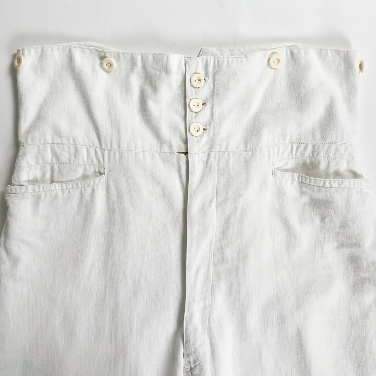 1900s "French Antique" Light Cotton White Work Trousers