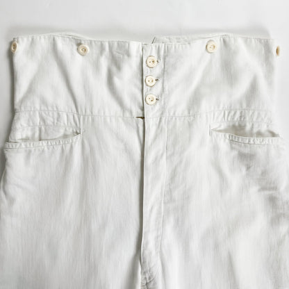 1900s "French Antique" Light Cotton White Work Trousers