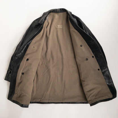 1950-60s "LORO PICENO" Black Leather Double-Breasted Jacket
