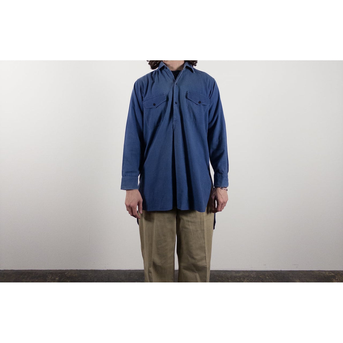 1940-50s "French Vintage" Blue Cotton Twill Work Shirt