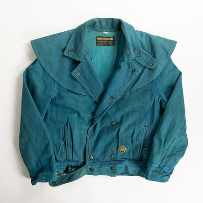 1990s "Made in Italy" Turquoise Blue Double Breasted Hunting Jacket