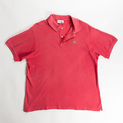 1980s "French LACOSTE" Red Cotton S/S Polo Shirt, Size 7