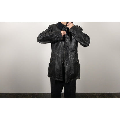 1940-50s "Swedish Millitary" Black Goatskin Leather Jacket