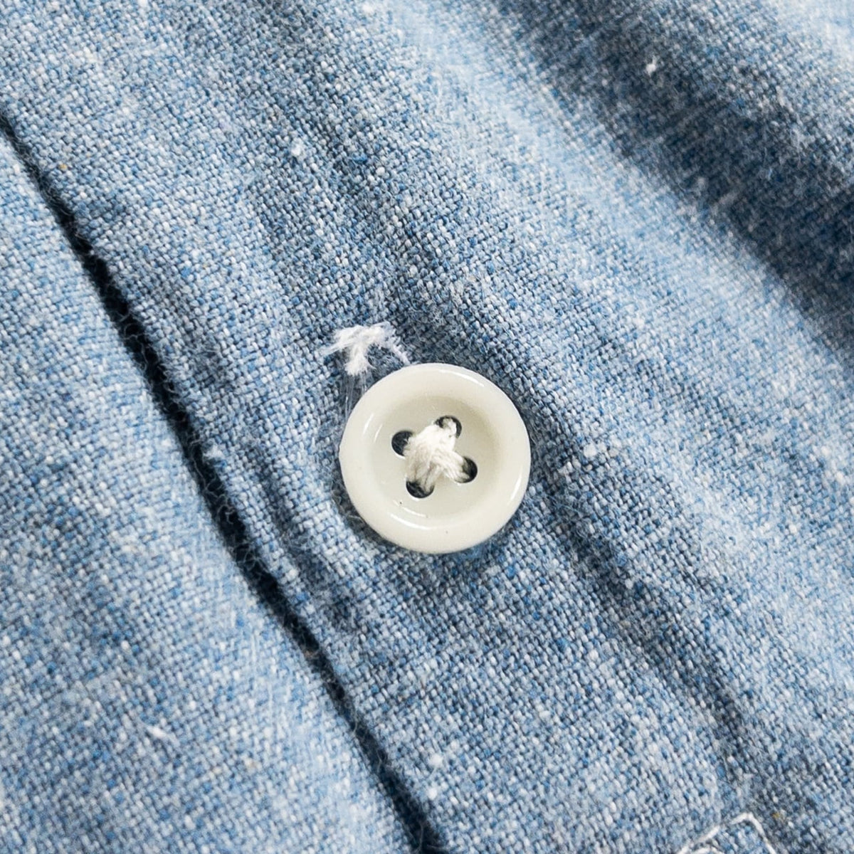 1930s-40s "French Vintage" Cotton Blue Chambray Grandpa Work Shirt