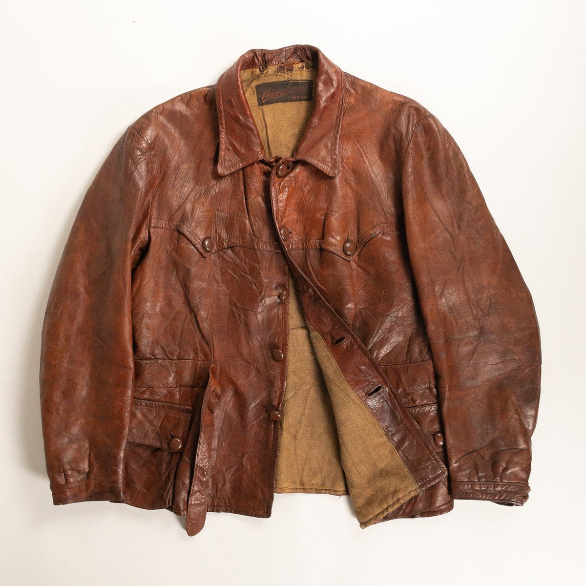 1930-40s "Hagglunds" Swedish Goatskin Red Brown Sport Work Jacket
