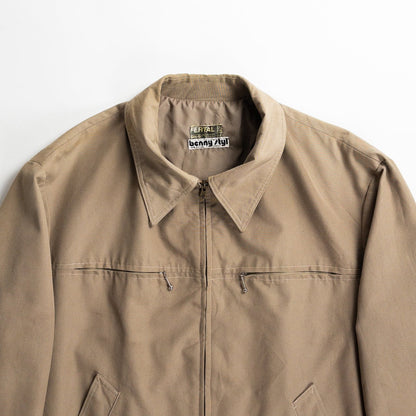 1960s "French Vintage" Beige Cotton Full Zip Work Jacket