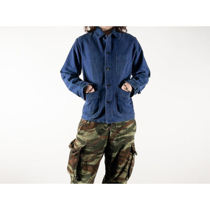 1960s "French Vintage" Faded Blue Moleskin Work Jacket
