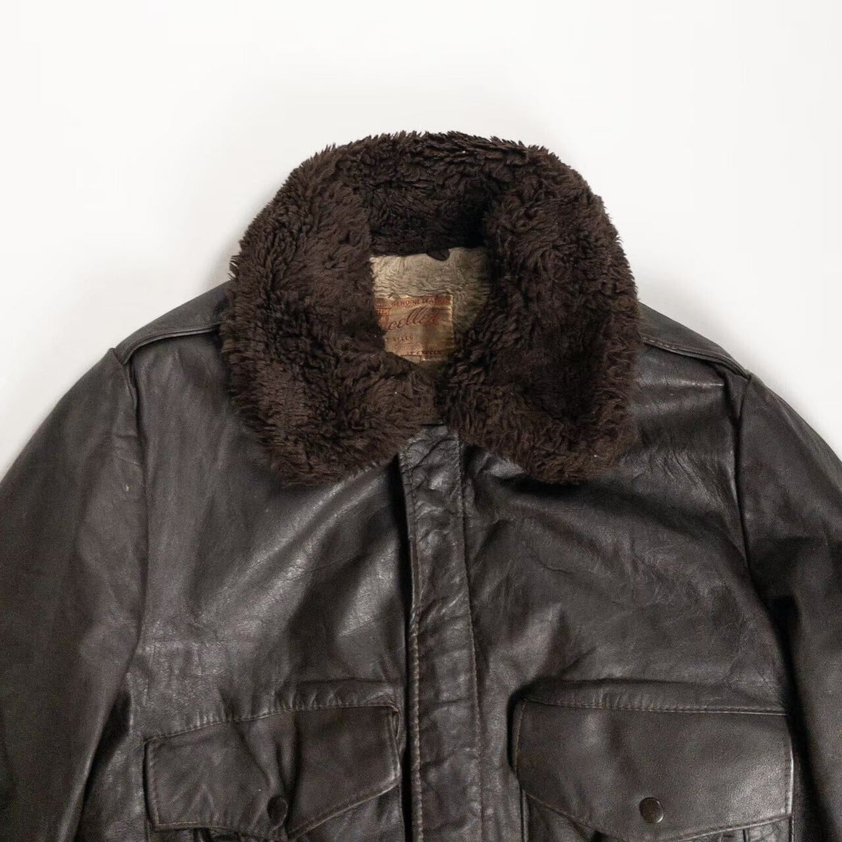 1970-80s "Made in USA" Brown Leather Boa Jacket