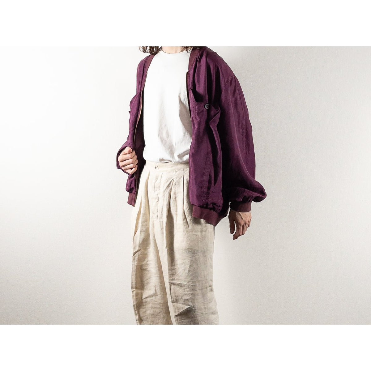 1980s "SILKS" Burgundy & Pink Silk Bomber Jacket