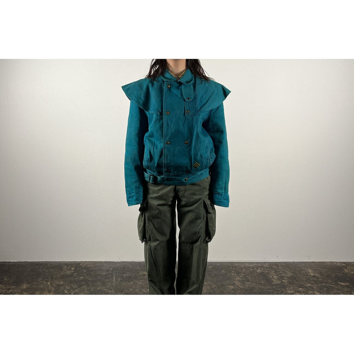 1990s "Made in Italy" Turquoise Blue Double Breasted Hunting Jacket