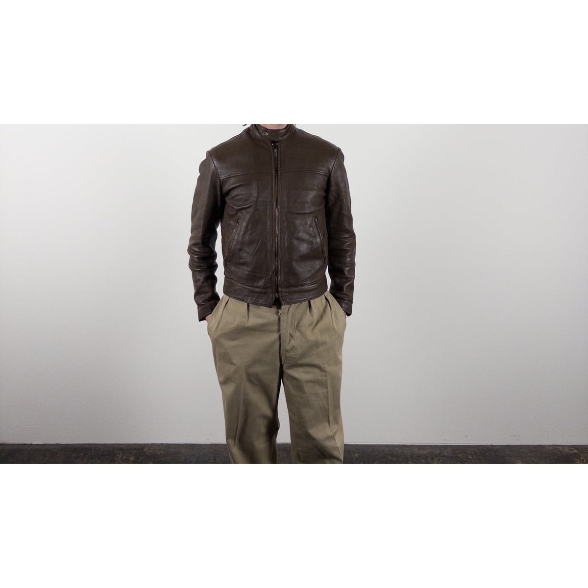 1970s "French Vintage" Brown Leather Motorcycle Jacket