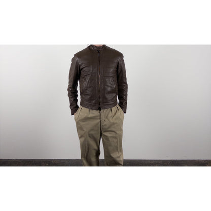 1970s "French Vintage" Brown Leather Motorcycle Jacket