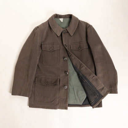 1950s "French Vintage" Brown Cotton Pique Hunting Jacket