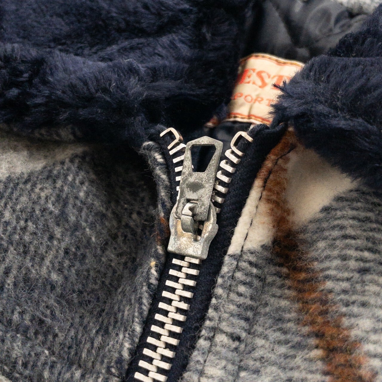 1970s "Italian Vintage" Navy Wool Check Sport Jacket, Dead Stock