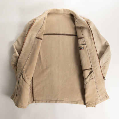 1950s "DOLMEN" French Brown Moleskin Cyclist Work Jacket