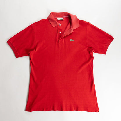 1980s "French LACOSTE" Red Cotton S/S Polo Shirt, Size 5