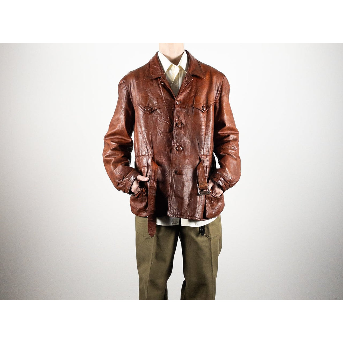 1930-40s "Hagglunds" Swedish Goatskin Red Brown Sport Work Jacket