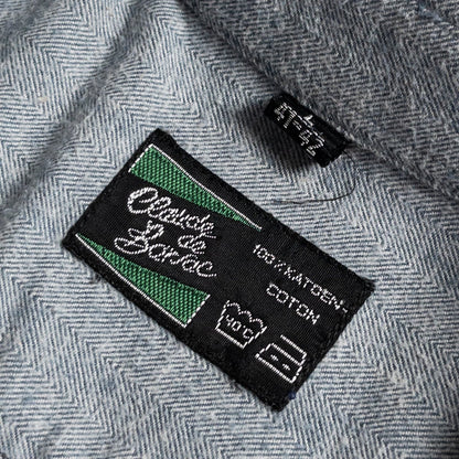 1990s "Dutch Vintage" Gray Cotton Herringbone Twill Long Sleeve Shirt