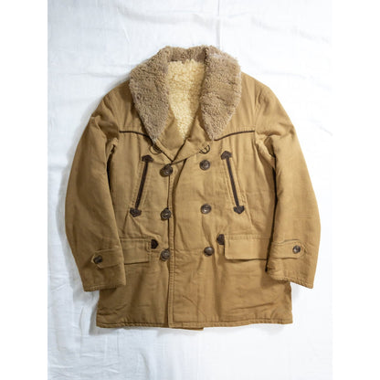 1940-50s "French Vintage" Canadienne Mackinaw Coat with "WW2 German Air Force Camo" Fabric
