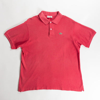 1980s "French LACOSTE" Red Cotton S/S Polo Shirt, Size 7