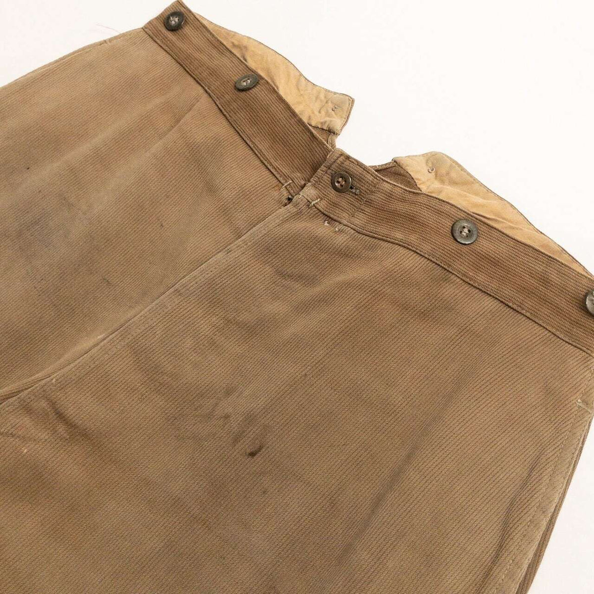 1930-40s "French Vintage" Light Brown Cotton Pique Work Trousers