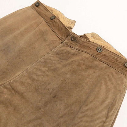 1930-40s "French Vintage" Light Brown Cotton Pique Work Trousers