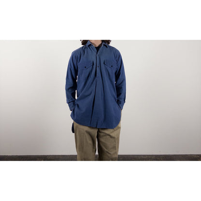 1940-50s "French Vintage" Blue Cotton Twill Work Shirt