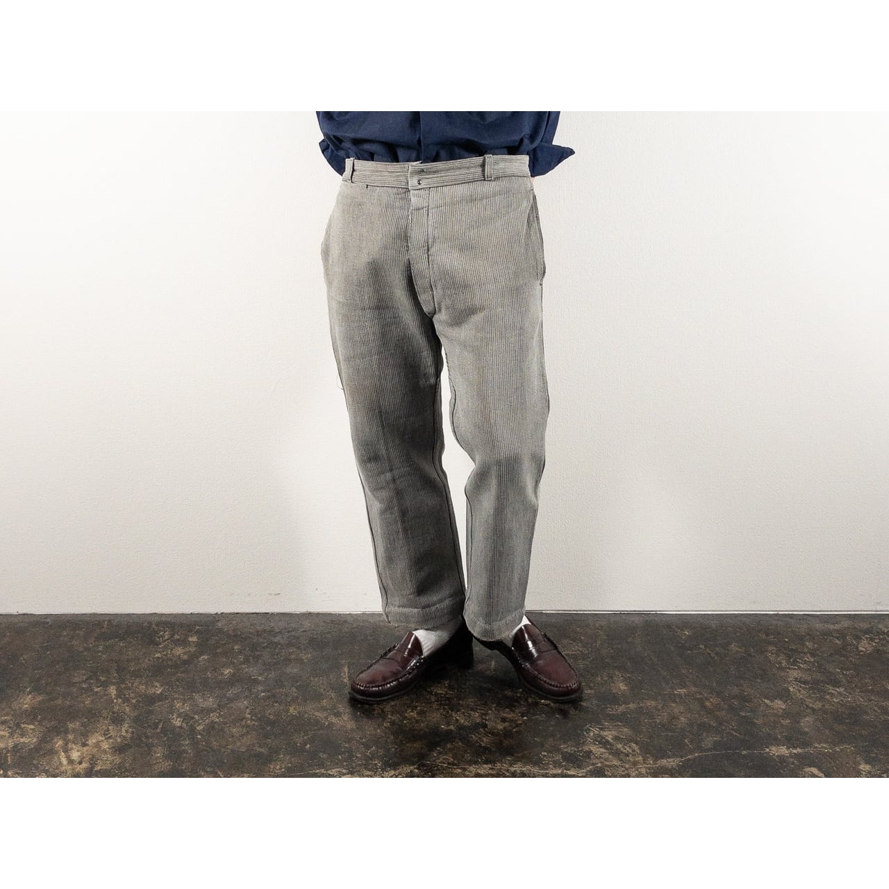 1950-60s "Le Mont St Michel" French Gray Cotton Pique Work Trousers