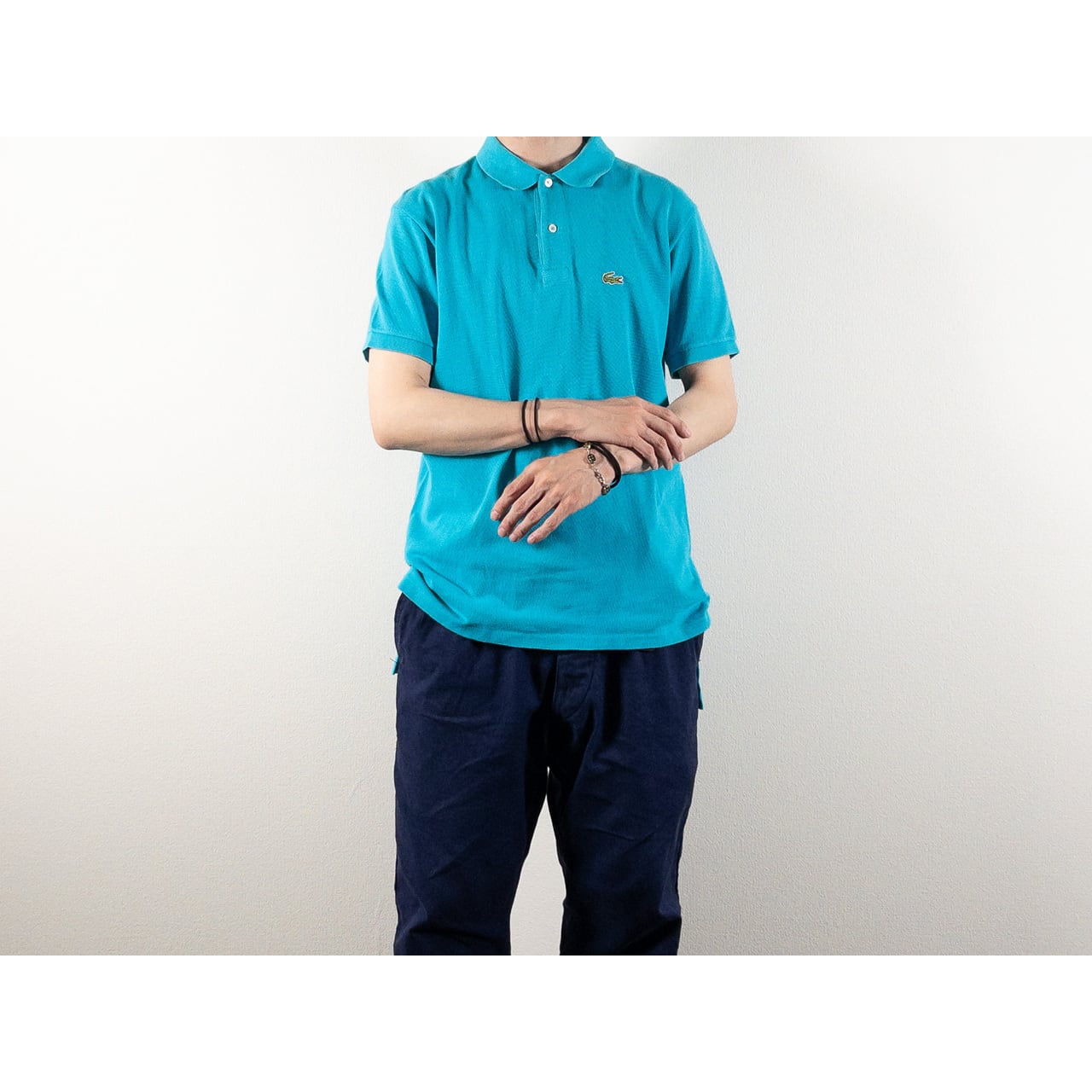 1980-90s "IZOD LACOSTE" Sky Blue Cotton S/S Polo Shirt, Size L