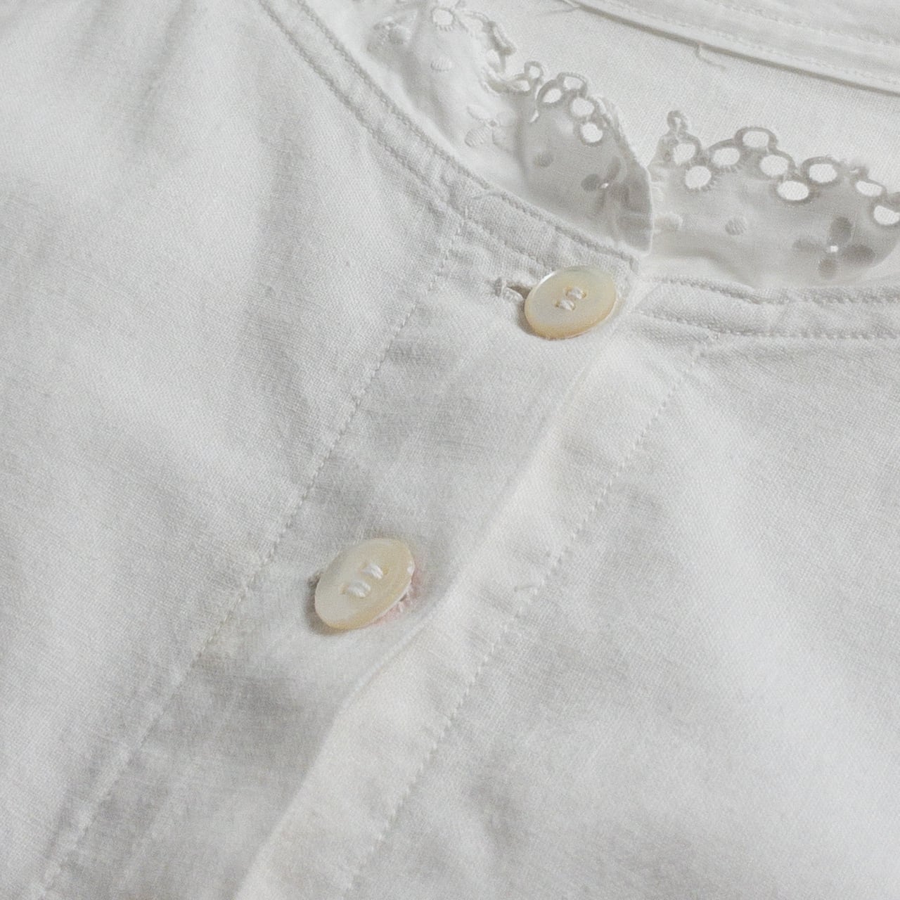 Early 1900s French Antique White Cotton Shirt