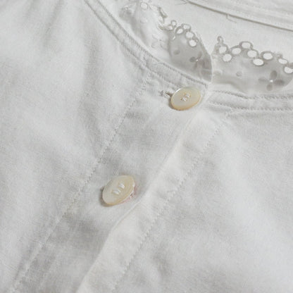 Early 1900s French Antique White Cotton Shirt