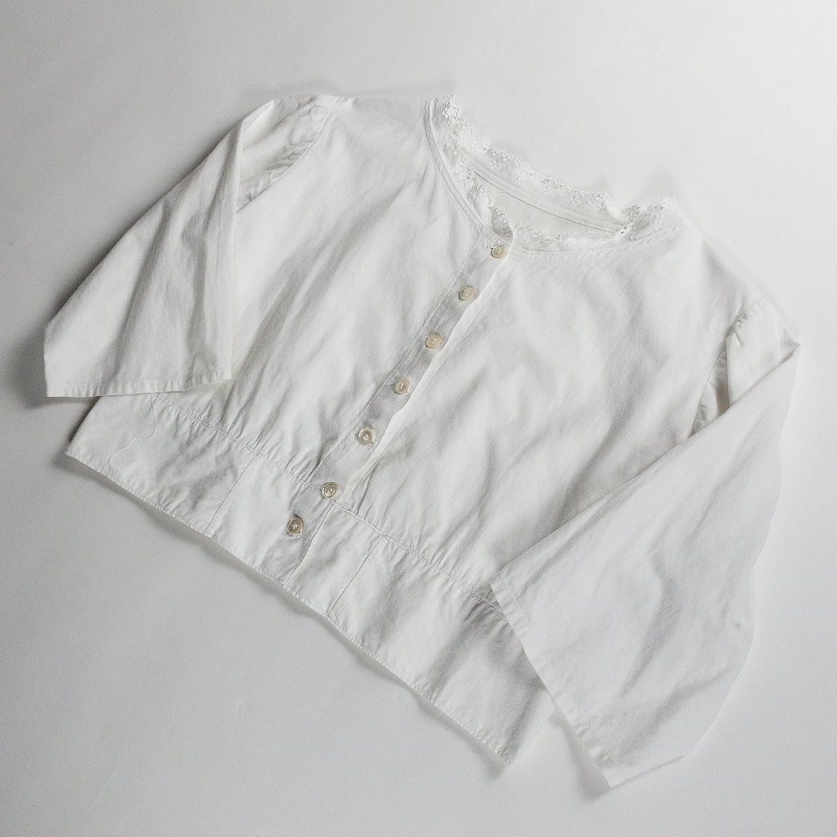 Early 1900s French Antique White Cotton Shirt