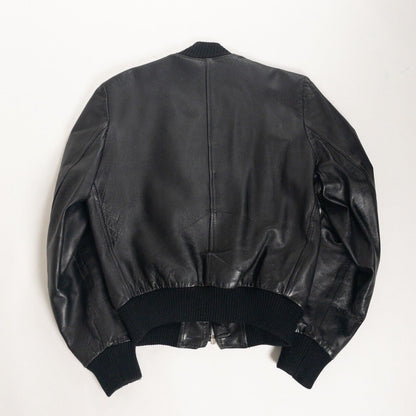 1970s-80s "French Vintage" Light Black Leather Jacket