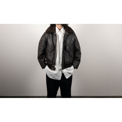 1970-80s "Made in USA" Brown Leather Boa Jacket