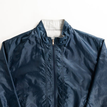 1990s "Euro Vintage" Steel Blue Nylon Zip-Up Blouson Jacket