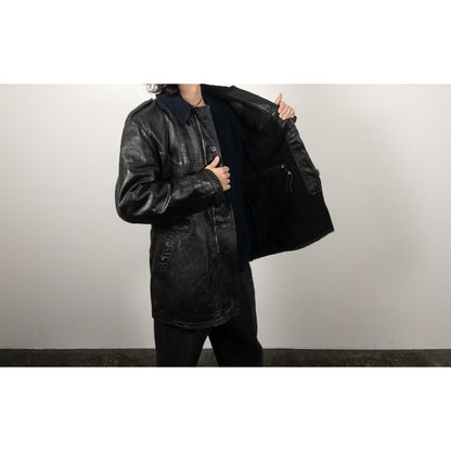1940-50s "Swedish Millitary" Black Goatskin Leather Jacket