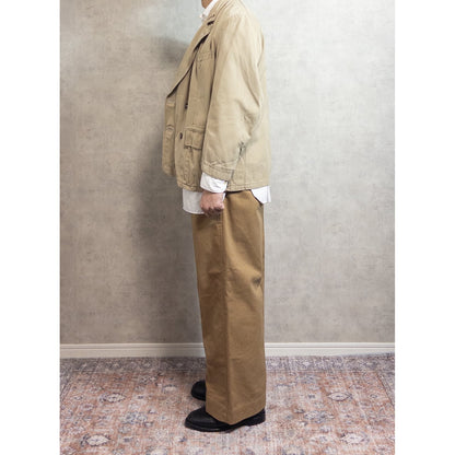 1940s-50s "French Vintage" "EGF" Beige Cotton Double Breasted Work Jacket