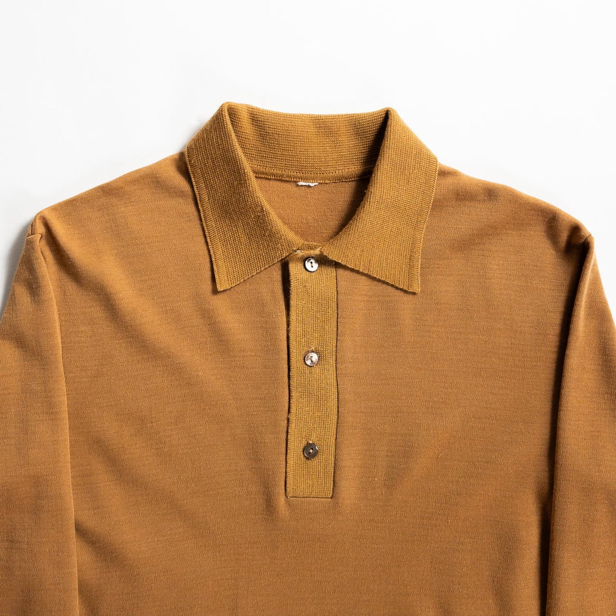 Old Yellow Brown Acrylic Knit Polo L/S Shirt