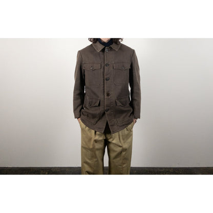 1950s "French Vintage" Brown Cotton Pique Hunting Jacket