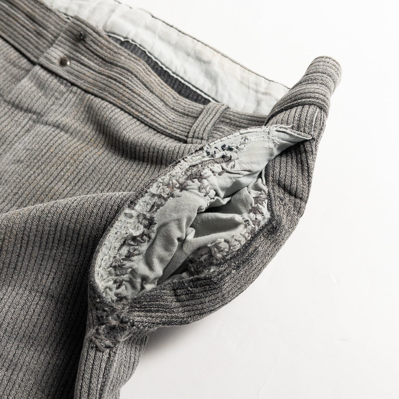 1950-60s "Le Mont St Michel" French Gray Cotton Pique Work Trousers