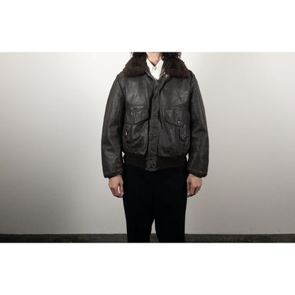 1970-80s "Made in USA" Brown Leather Boa Jacket