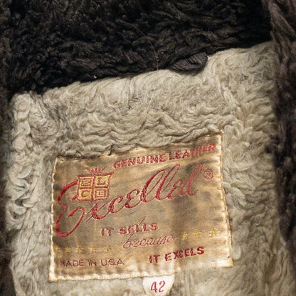 1970-80s "Made in USA" Brown Leather Boa Jacket