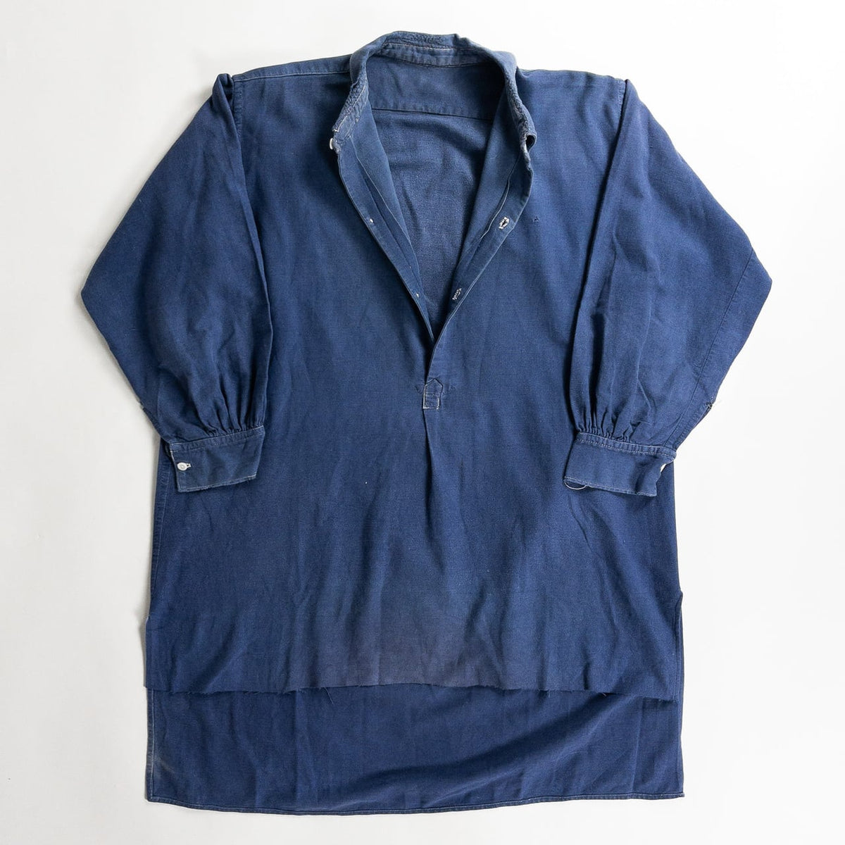 1940s "French Vintage" Faded Blue Cotton Twill Grandpa Work Shirt