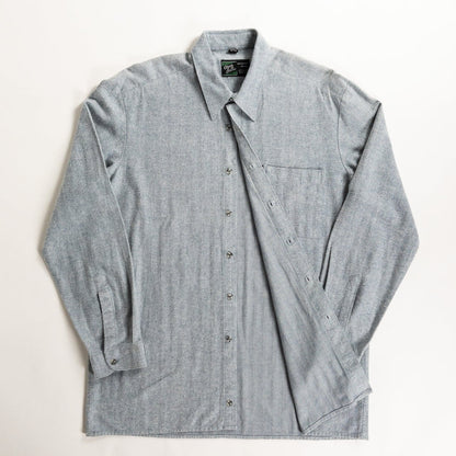 1990s "Dutch Vintage" Gray Cotton Herringbone Twill Long Sleeve Shirt