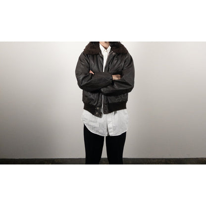 1970-80s "Made in USA" Brown Leather Boa Jacket