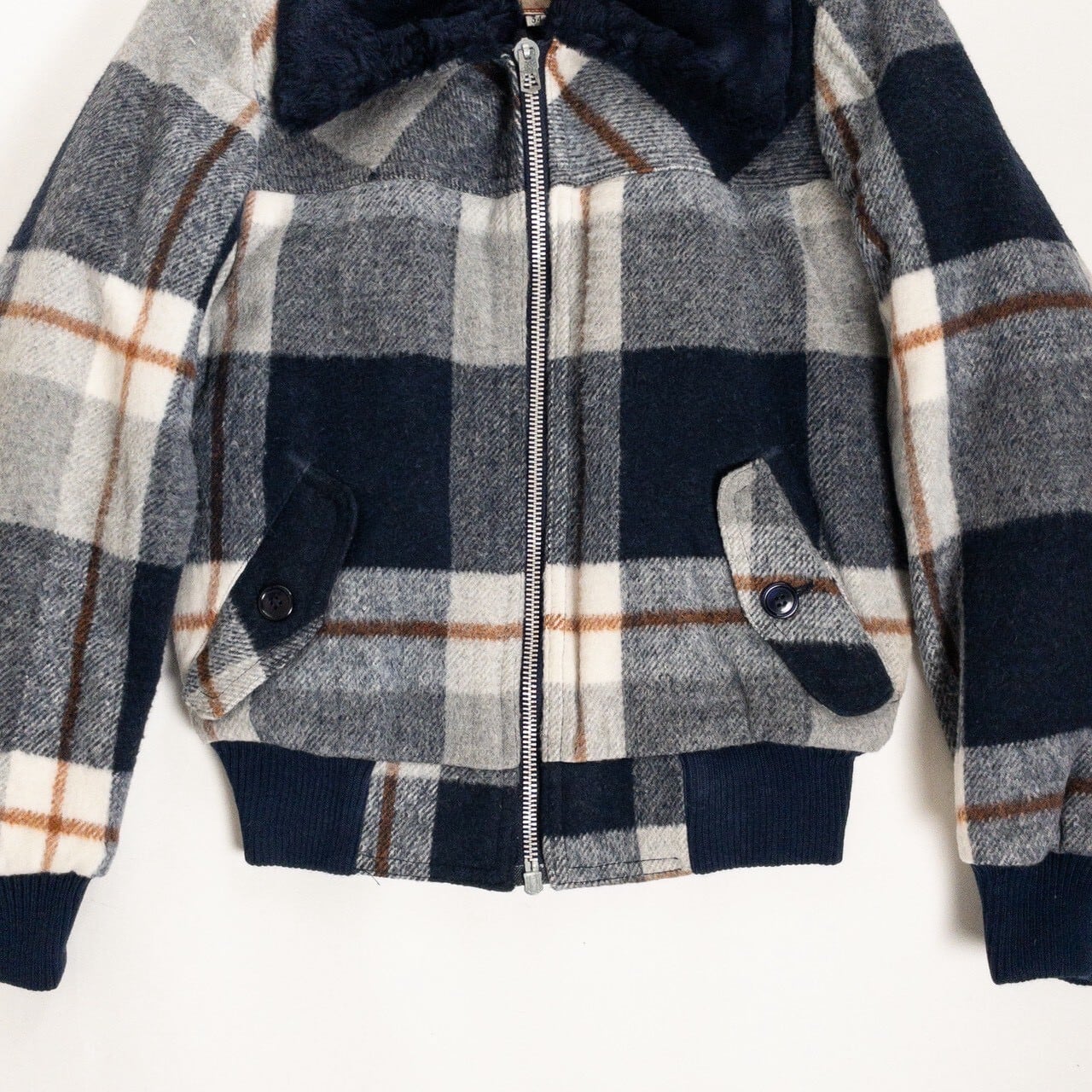 1970s "Italian Vintage" Navy Wool Check Sport Jacket, Dead Stock