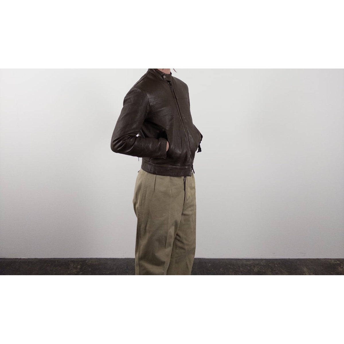 1970s "French Vintage" Brown Leather Motorcycle Jacket
