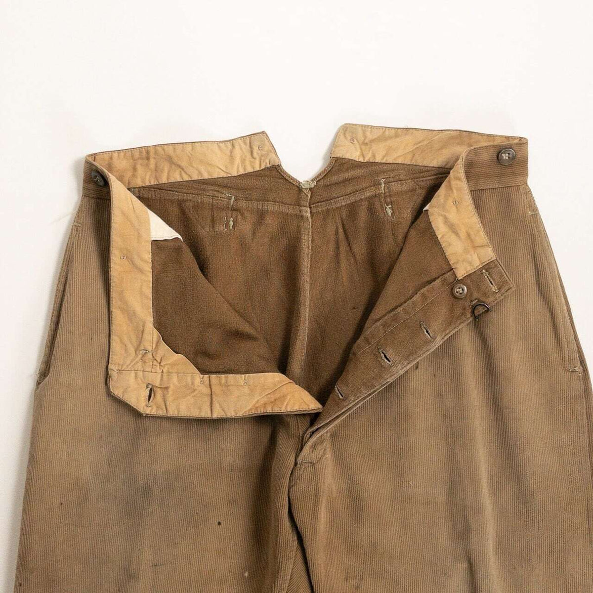 1930-40s "French Vintage" Light Brown Cotton Pique Work Trousers